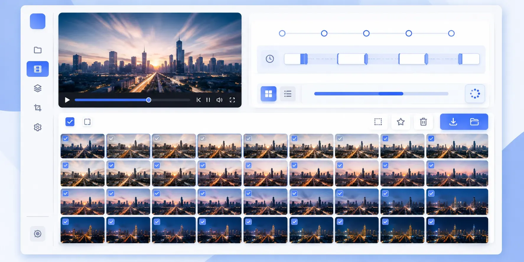 Grille de frames vidéo extraites